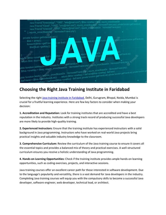 Java Training Course: Build Robust Applications | PDF
