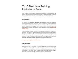 Top 5 Best Java Training Institutes in Pune