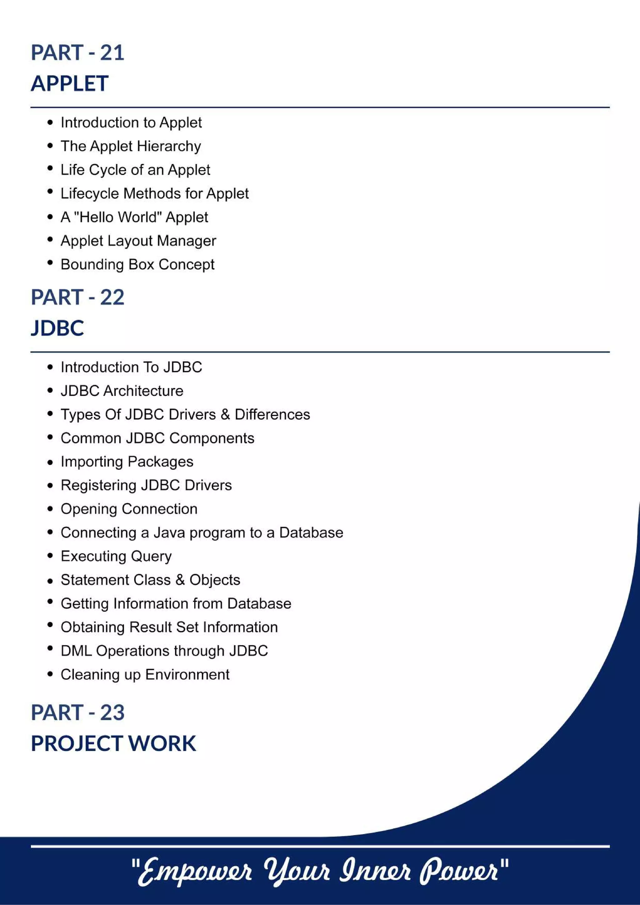 Java Training in Chandigarh Panchkula - WebHopers Academy Syllabus