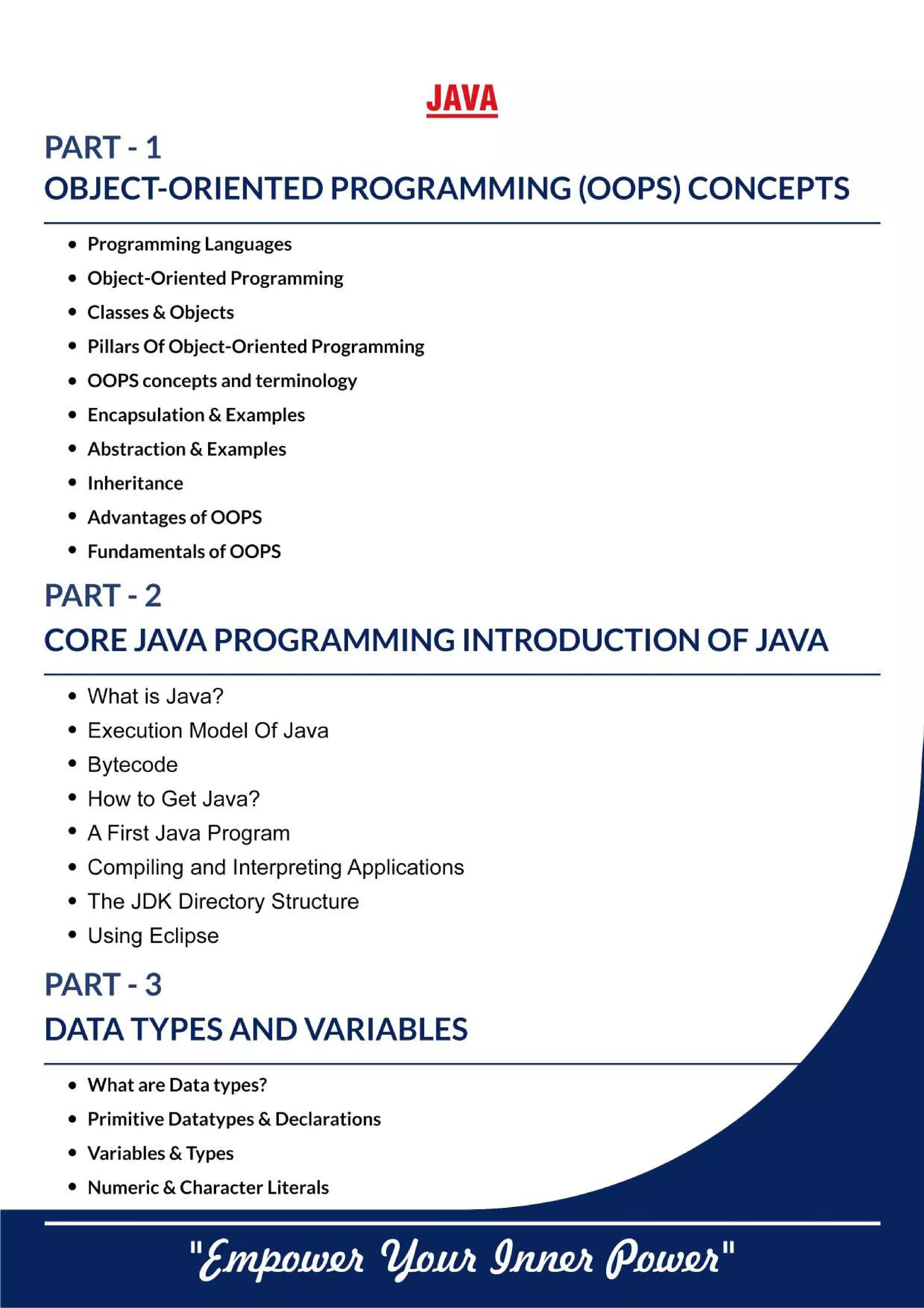 Java Training in Chandigarh Panchkula - WebHopers Academy Syllabus