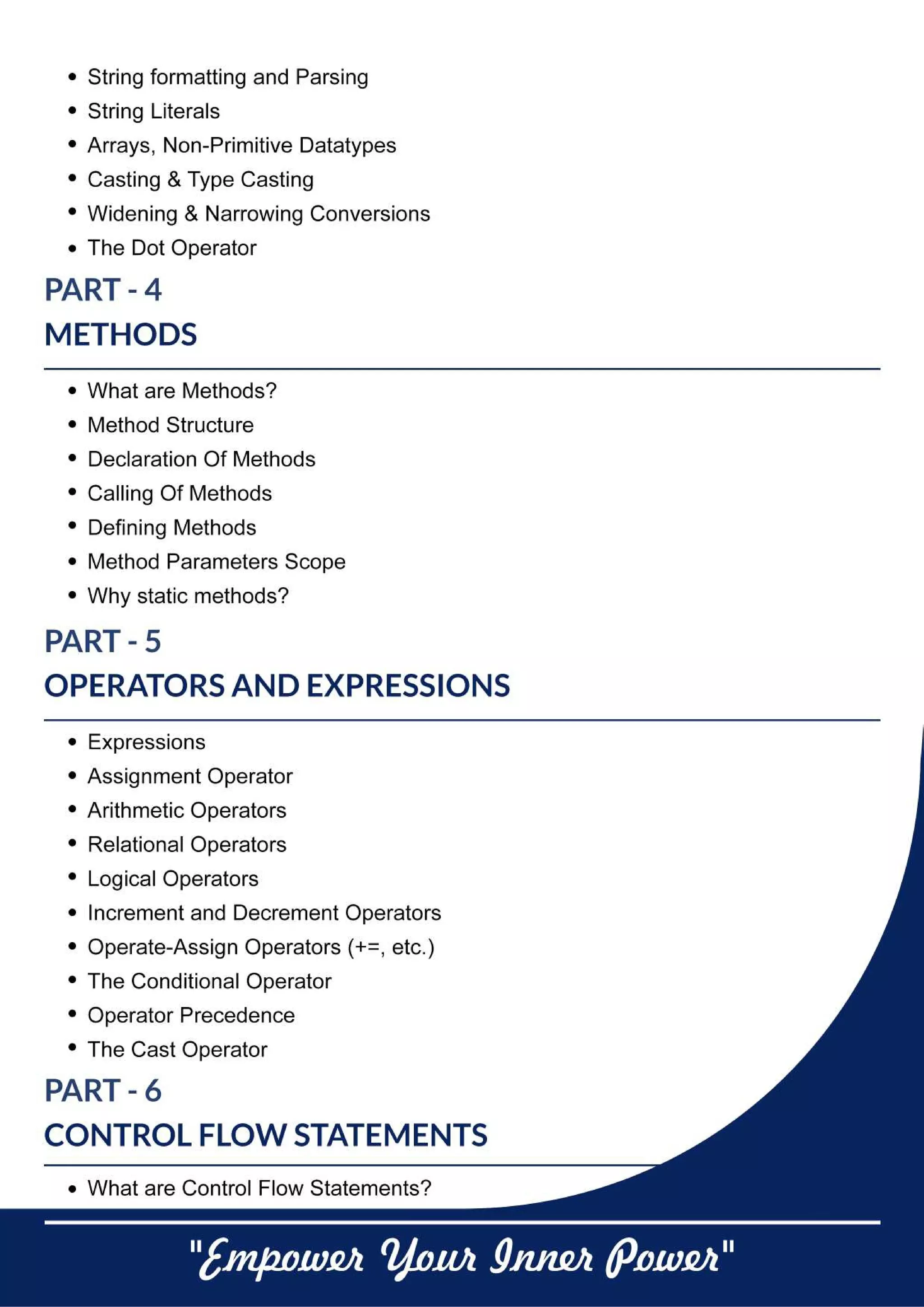 Java Training in Chandigarh Panchkula - WebHopers Academy Syllabus