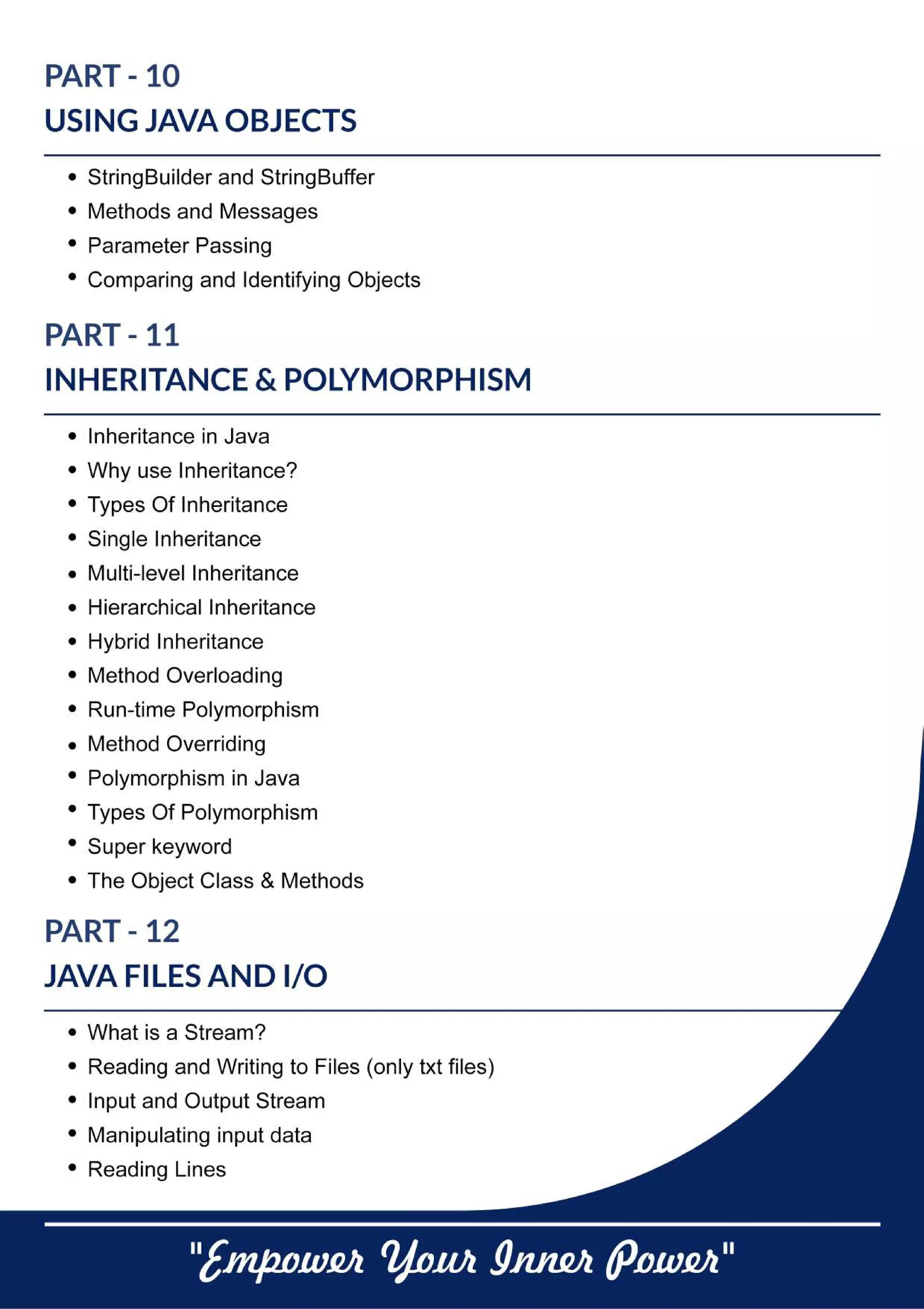 Java Training in Chandigarh Panchkula - WebHopers Academy Syllabus