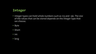 Java Data Types and Variables | PPTX