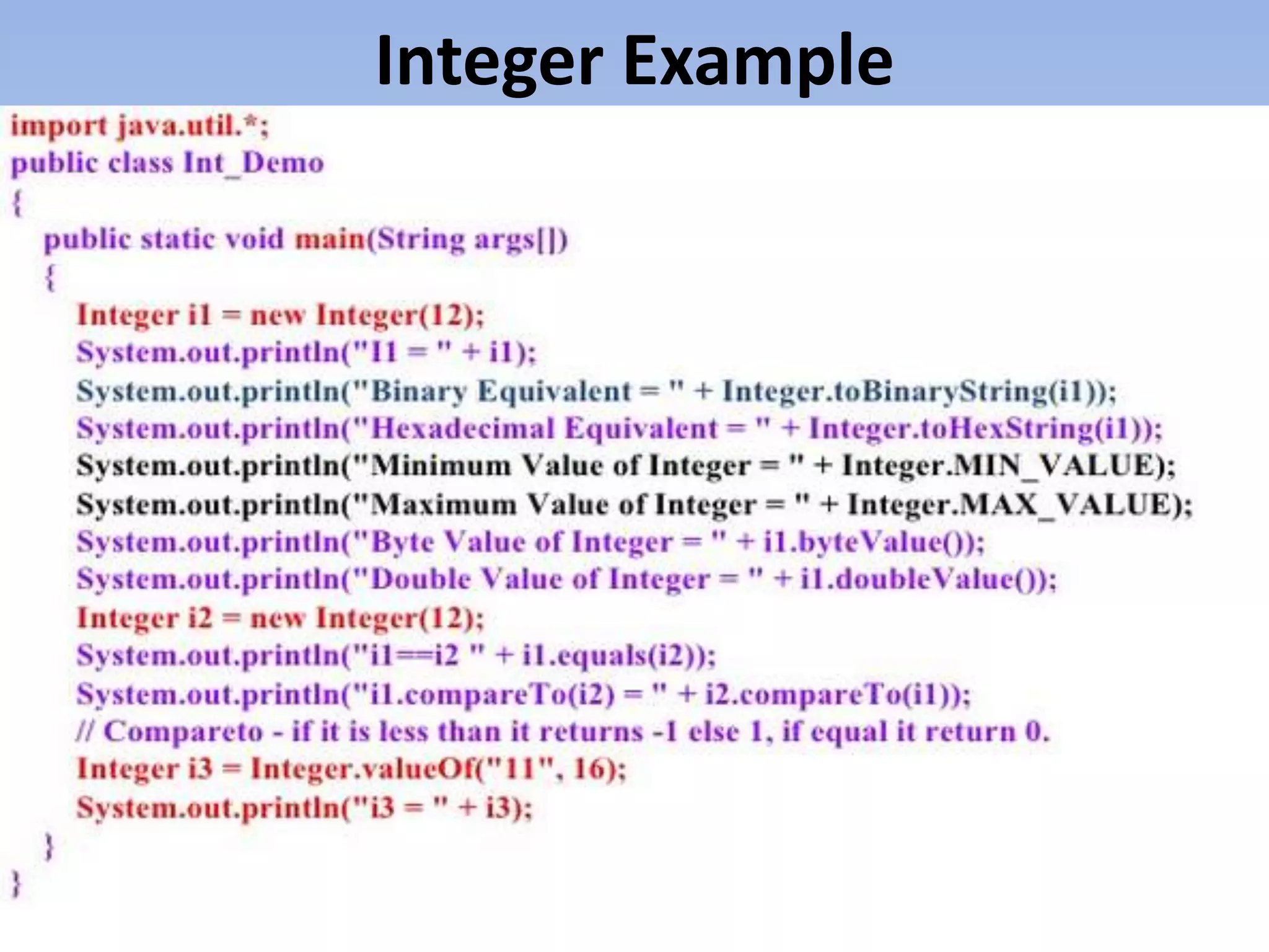 Integer Example 