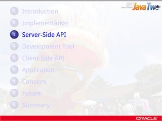 .
. . Introduction
  1


  ..
. 2 Implementation
   .
. . Server-Side API
  3


  ..
. 4 Development Tool
  ..
. 5 Client-...