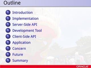 . Outline
    .
  ..
   1    Introduction
   ..
  .2    Implementation
    .
  ..
   3    Server-Side API
   ..
  .4    De...