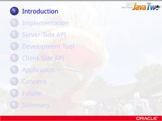 .
. . Introduction
  1


  ..
. 2 Implementation
   .
. . Server-Side API
  3


  ..
. 4 Development Tool
  ..
. 5 Client-...