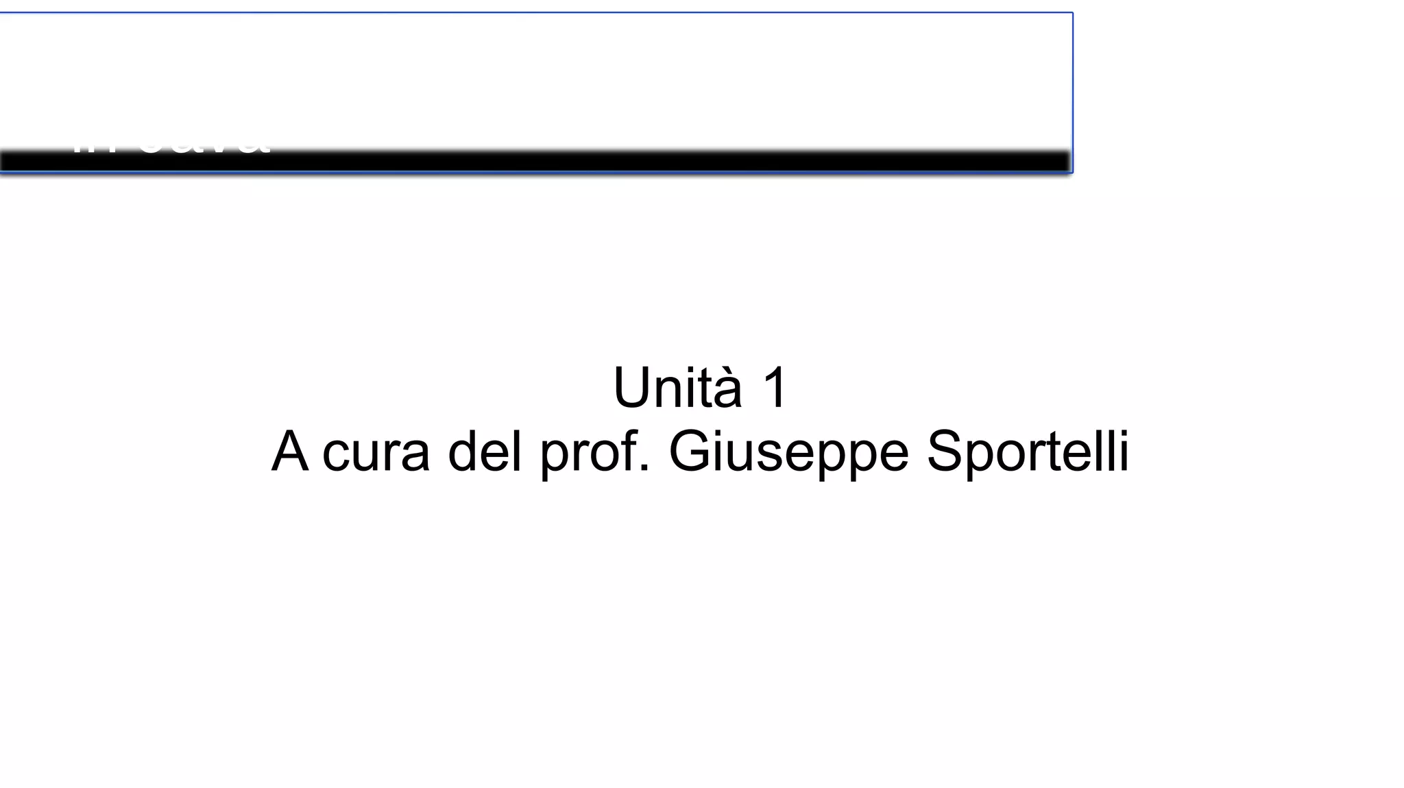Introduzione alla programmazione
in Java
Unità 1
A cura del prof. Giuseppe Sportelli
 