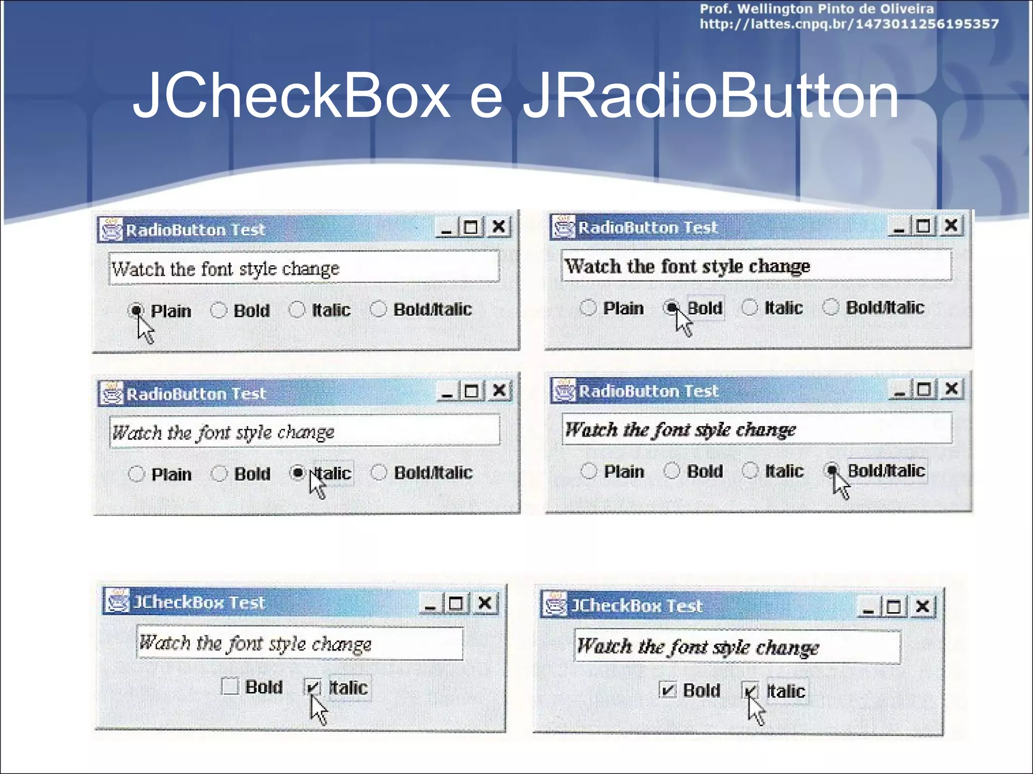 JCheckBox e JRadioButton 