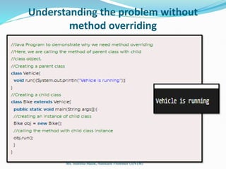 Understanding the problem without
method overriding
Ms. Sushma Malik, Assistant Professor (IINTM)
 