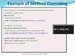 Example of Method Overriding
Ms. Sushma Malik, Assistant Professor (IINTM)
 