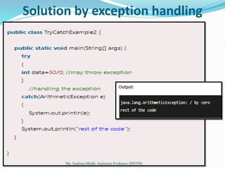 Solution by exception handling
Ms. Sushma Malik, Assistant Professor (IINTM)
 