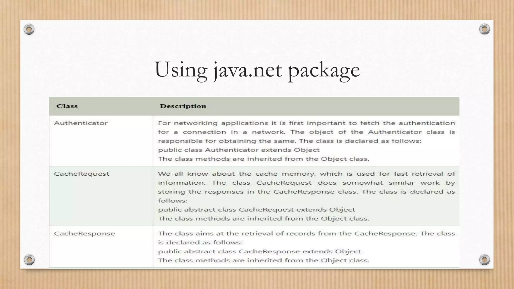 Using java.net package
 