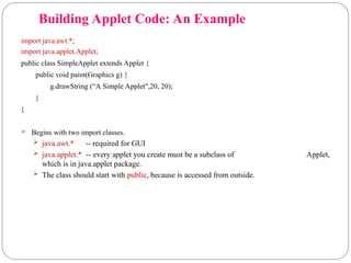 Building Applet Code JAVA_UNIT pratical program theory papers | PPT