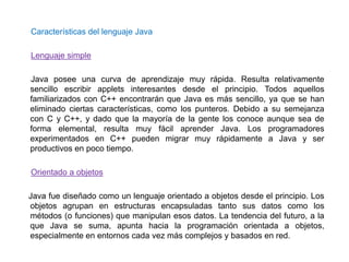 Java ventajas y caracteristicas | PPTX