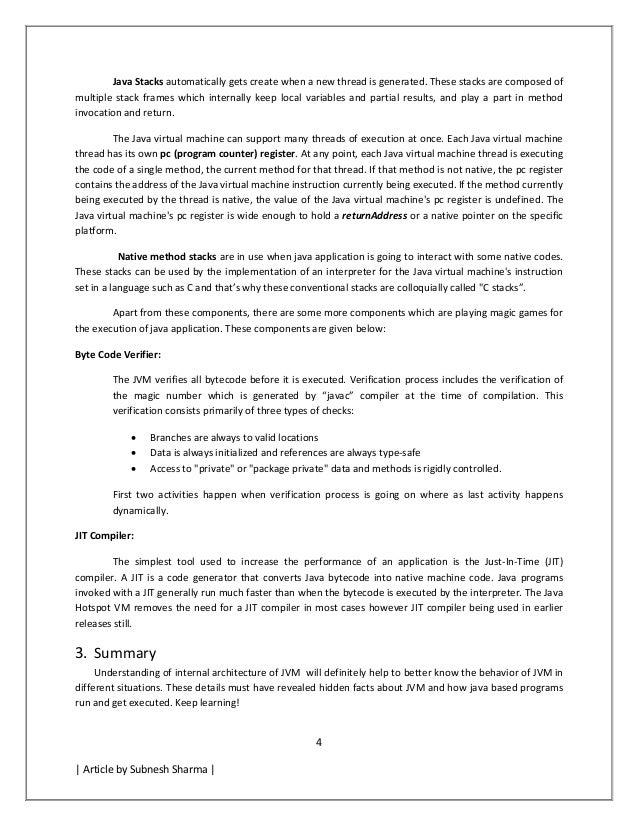 Java Virtual Machine - Internal Architecture