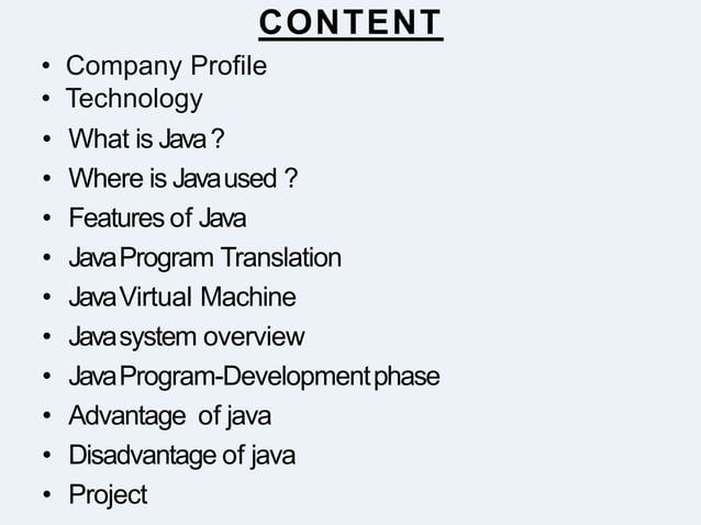 Industrial Training Report on Java Technology. | PPSX
