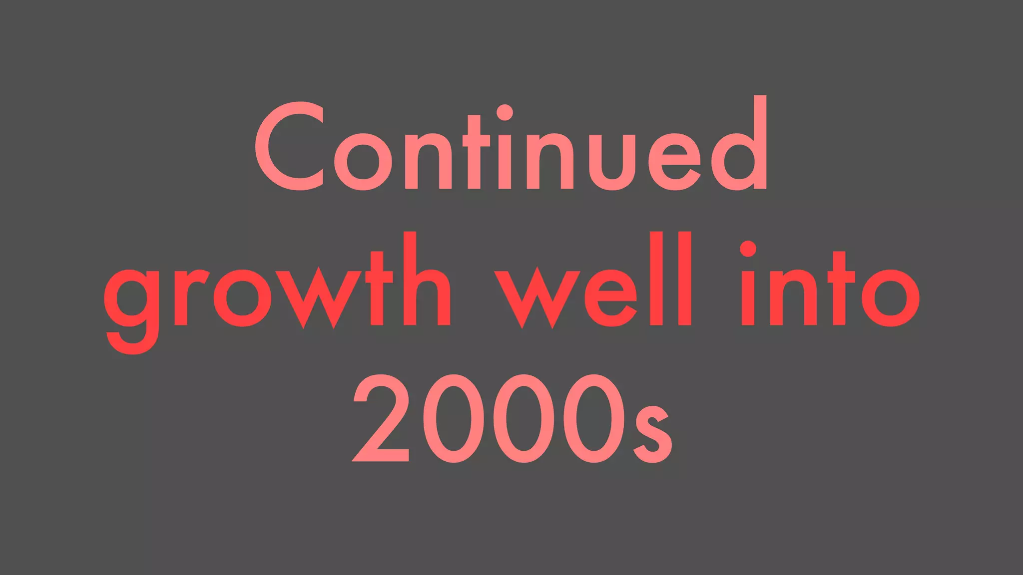 Continued 
growth well into 
2000s 
 