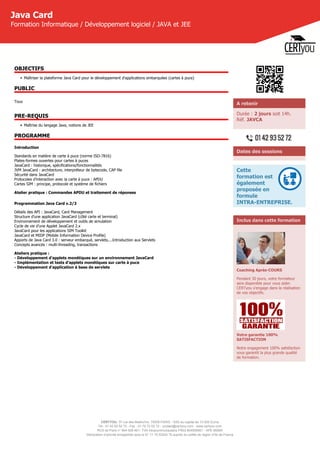 Javca formation-java-card | PDF