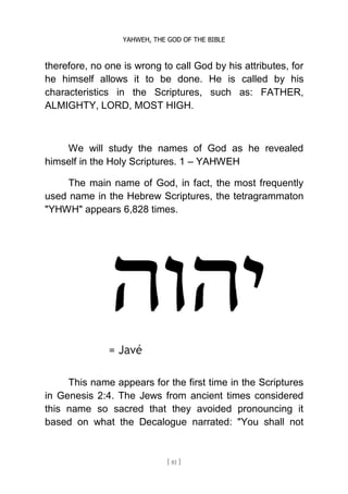 Yhwh Scriptures YAHWEH, THE GOD OF THE BIBLE | PDF