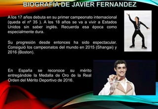 A los 17 años debuta en su primer campeonato internacional
(queda el nº 35 ). A los 18 años se va a vivir a Estados
Unidos sin saber inglés. Recuerda esa época como
especialmente dura.
En España se reconoce su mérito
entregándole la Medalla de Oro de la Real
Orden del Mérito Deportivo de 2016.
Su progresión desde entonces ha sido espectacular.
Consiguió los campeonatos del mundo en 2015 (Shangai) y
2016 (Boston).