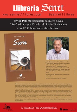 Javier Palomo presenta #SARA novela negra de tintes históricos en Libreria Serret #AragónNegro #FAN2017