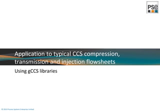 Application to typical CCS compression, 
transmission and injection flowsheets 
Using gCCS libraries 
© 2014 Process Systems Enterprise Limited 
 