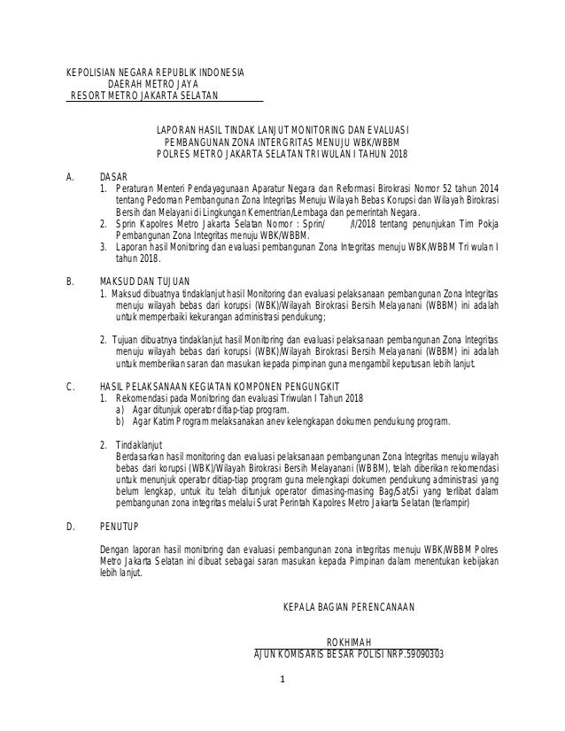 Jawaban 3 C Laporan Tindak Lanjut Monev Tw I 2018