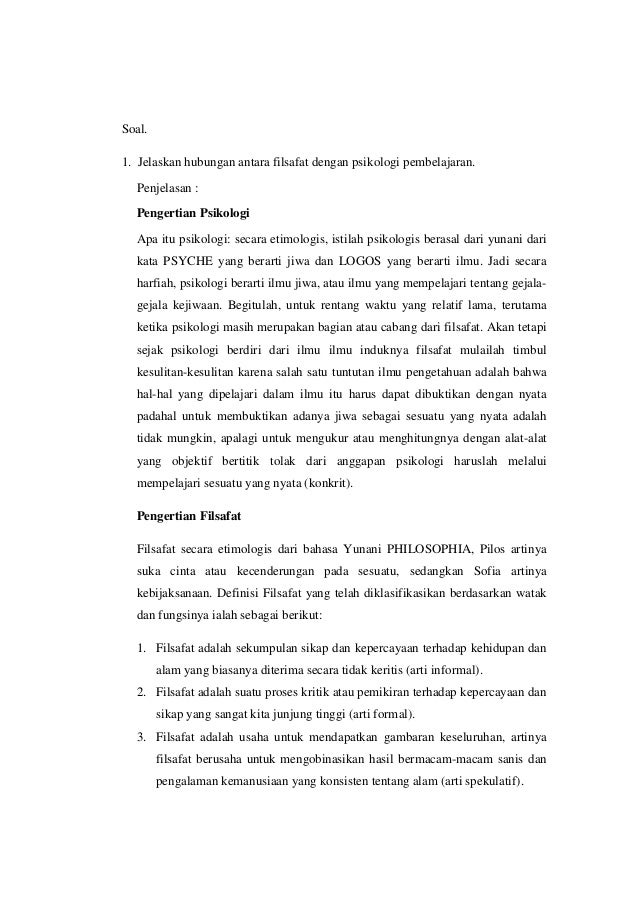 Contoh Soal Essay Dan Jawaban Tentang Psikologi Pperkembangan - Soal