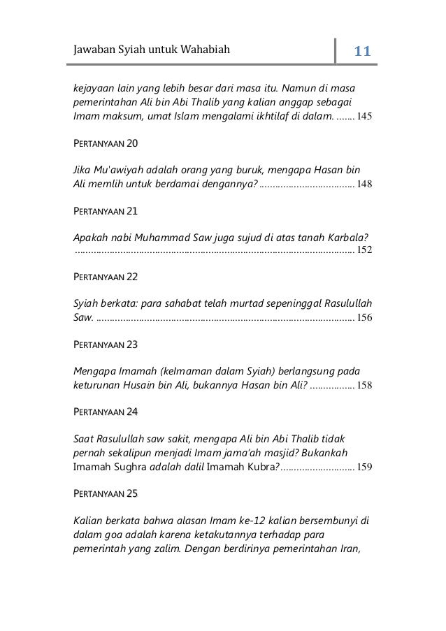 Jawaban Syiah Untuk Wahabiah