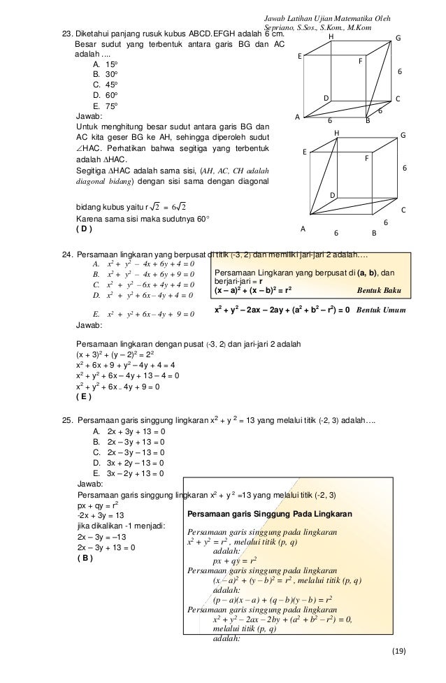 Jawab soal UNBK matematika SMK 2017 tipe soal b