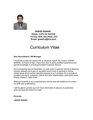 Jawad Shahid Resume