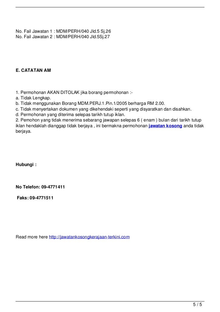 Surat Permohonan Jawatan Melalui Ketua Jabatan - Terengganu z