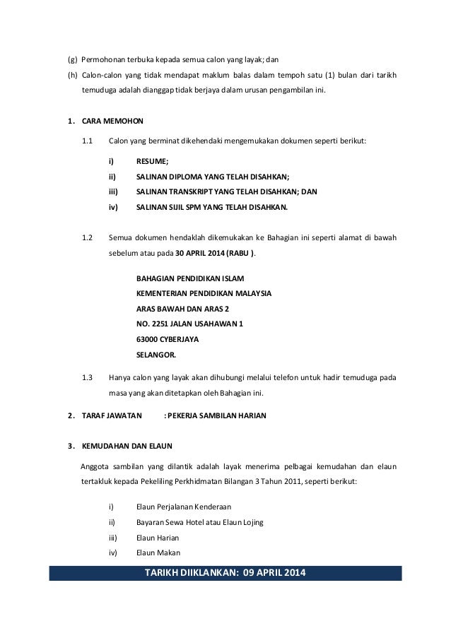 Jawatan Kosong Kementerian Pendidikan Malaysia April 2014