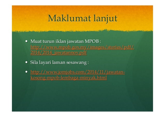 Jawatan Kosong MPOB Terkini