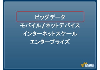 ビッグデータビッグデータビッグデータビッグデータ
モバイルモバイルモバイルモバイル/ネットデバイスネットデバイスネットデバイスネットデバイス
インターネットスケールインターネットスケールインターネットスケールインターネットスケール
エンタープライズエンタープライズエンタープライズエンタープライズ
 