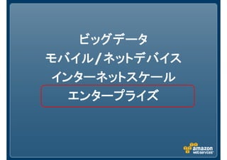 ビッグデータビッグデータビッグデータビッグデータ
モバイルモバイルモバイルモバイル/ネットデバイスネットデバイスネットデバイスネットデバイス
インターネットスケールインターネットスケールインターネットスケールインターネットスケール
エンタープライズエンタープライズエンタープライズエンタープライズ
 