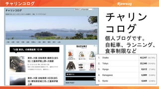 チャリンコログ #jawsug
チャリン
コログ
個人ブログです。
自転車、ランニング、
食事制限など
 