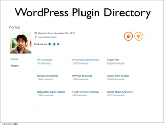WordPress Plugin Directory 
14年10月6日月曜日 
 