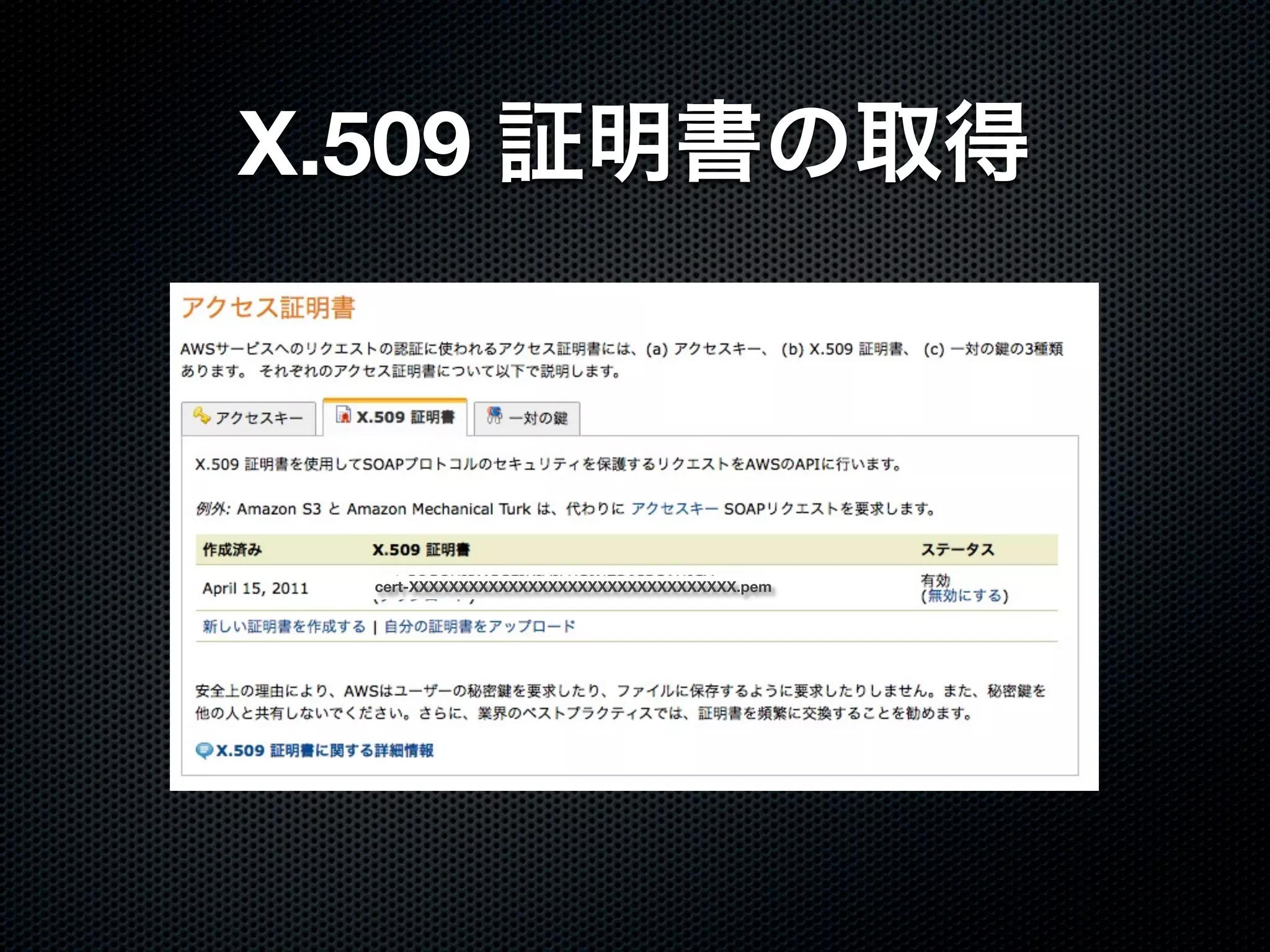 X.509



  cert-XXXXXXXXXXXXXXXXXXXXXXXXXXXXXXXXX.pem
 