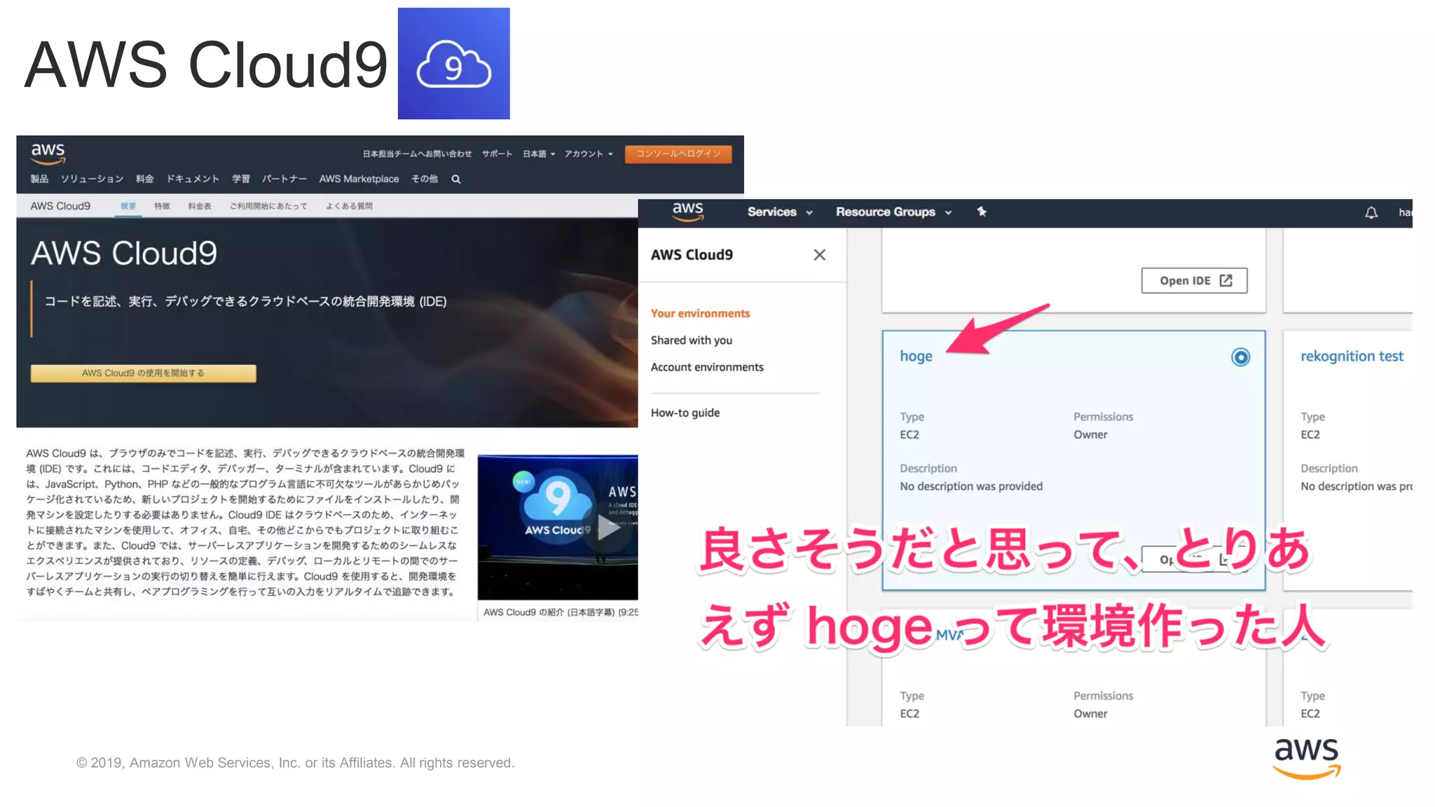 © 2019, Amazon Web Services, Inc. or its Affiliates. All rights reserved.
AWS Cloud9
 