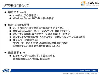 Windowsシステムの Aws移行とmulti Az化 Jaws Days 15 Windowsシステムの Aws移行とmulti Az化 Jaws Days 15
