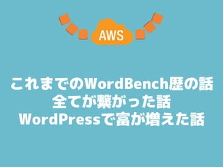 これまでのWordBench歴の話
全てが繋がった話
WordPressで富が増えた話
 