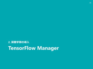 TensorFlow Manager
2. 深層学習の導入
35
 