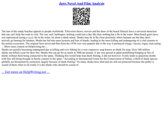 Jaws Novel And Film Analysis | PPT
