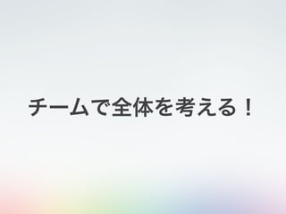 チームで全体を考える！
 