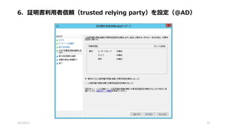 6．証明書利用者信頼（trusted relying party）を設定（@AD）
2015/8/31 23
 