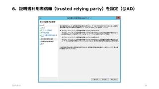 6．証明書利用者信頼（trusted relying party）を設定（@AD）
2015/8/31 24
 