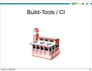 Build-Tools / CI




Freitag, 13. Mai 2011                      23
 