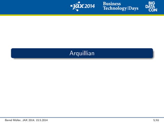 Arquillian
Bernd M¨uller, JAX 2014, 15.5.2014 5/61
 